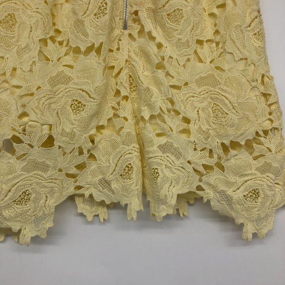 Topshop Pale Yellow Floral Lace Skirt Knee Length size 6 - Picture 12 of 16